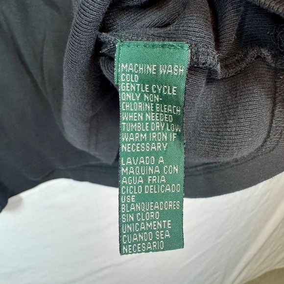 Lauren Ralph Lauren Long Sleeve Top Ribbed Knit Classic Logo Black L - Picture 5 of 8